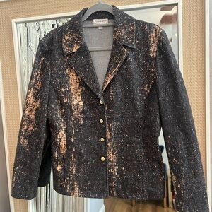 St. John’s thick denim- like black/bleach, blazer.